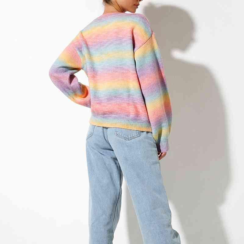 Jazzy Knit Pullover Gradient Sweater-MXSTUDIO.COM