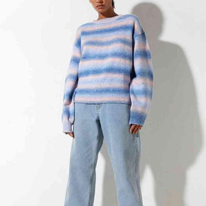 Jazzy Knit Pullover Gradient Sweater-MXSTUDIO.COM