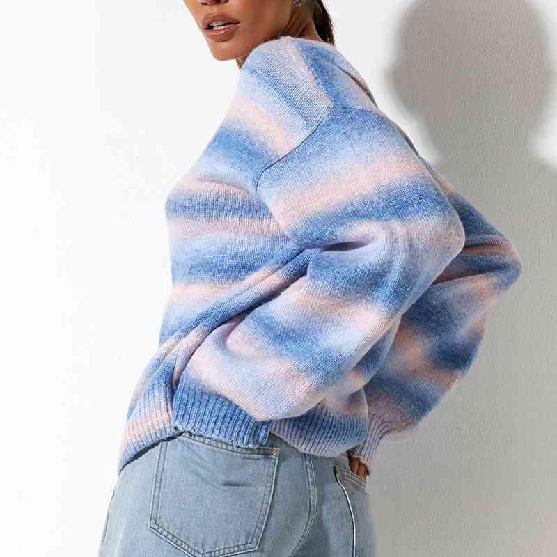 Jazzy Knit Pullover Gradient Sweater-MXSTUDIO.COM