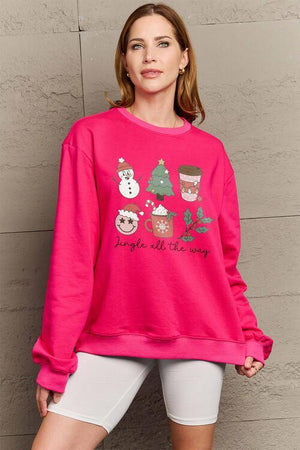 Jingle All The Way Graphic Plus Size Christmas Sweatshirt-MXSTUDIO.COM