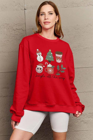 Jingle All The Way Graphic Plus Size Christmas Sweatshirt-MXSTUDIO.COM