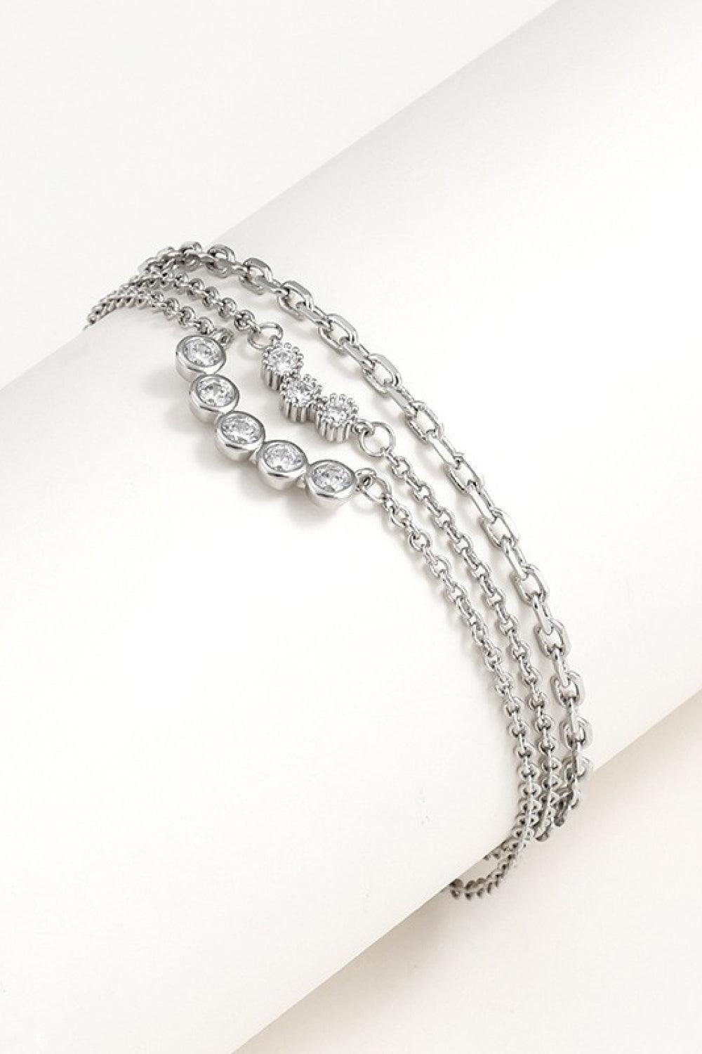 Joyful Day Zircon Accent Chain Layered Bracelet - MXSTUDIO.COM