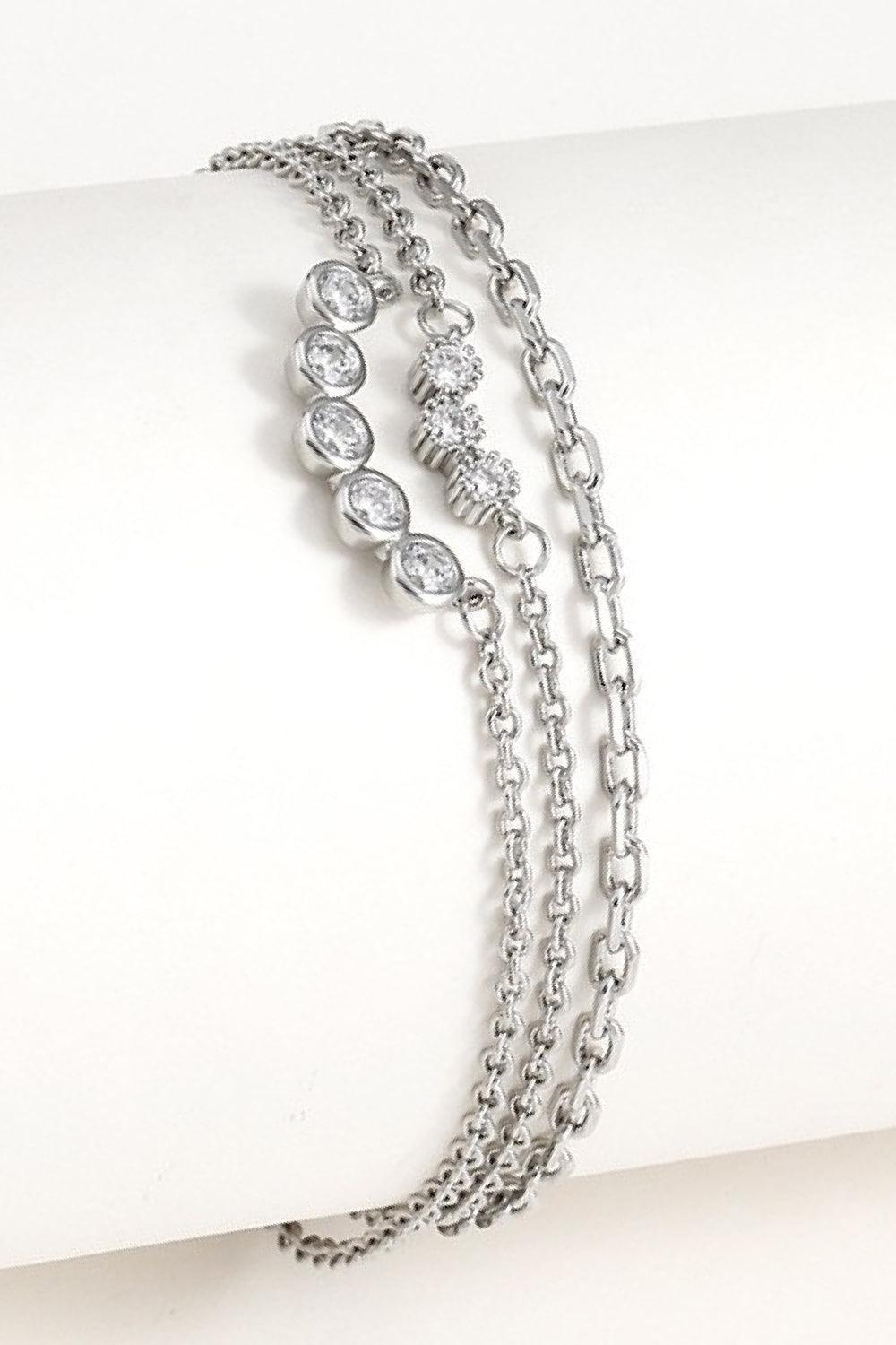 Joyful Day Zircon Accent Chain Layered Bracelet - MXSTUDIO.COM