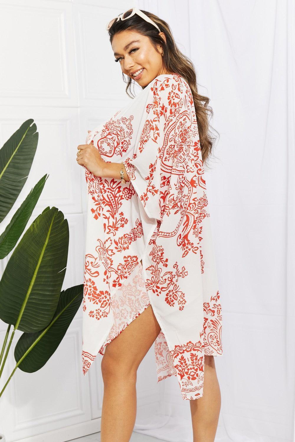 Joyful Moments Open Front Floral Beach Cover-Up - MXSTUDIO.COM