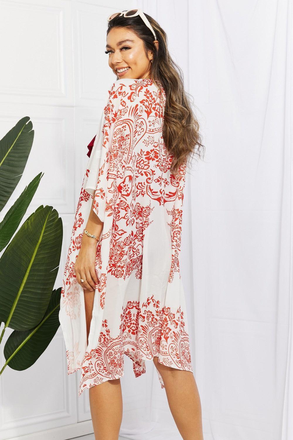 Joyful Moments Open Front Floral Beach Cover-Up - MXSTUDIO.COM