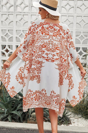 Joyful Moments Open Front Floral Beach Cover-Up - MXSTUDIO.COM