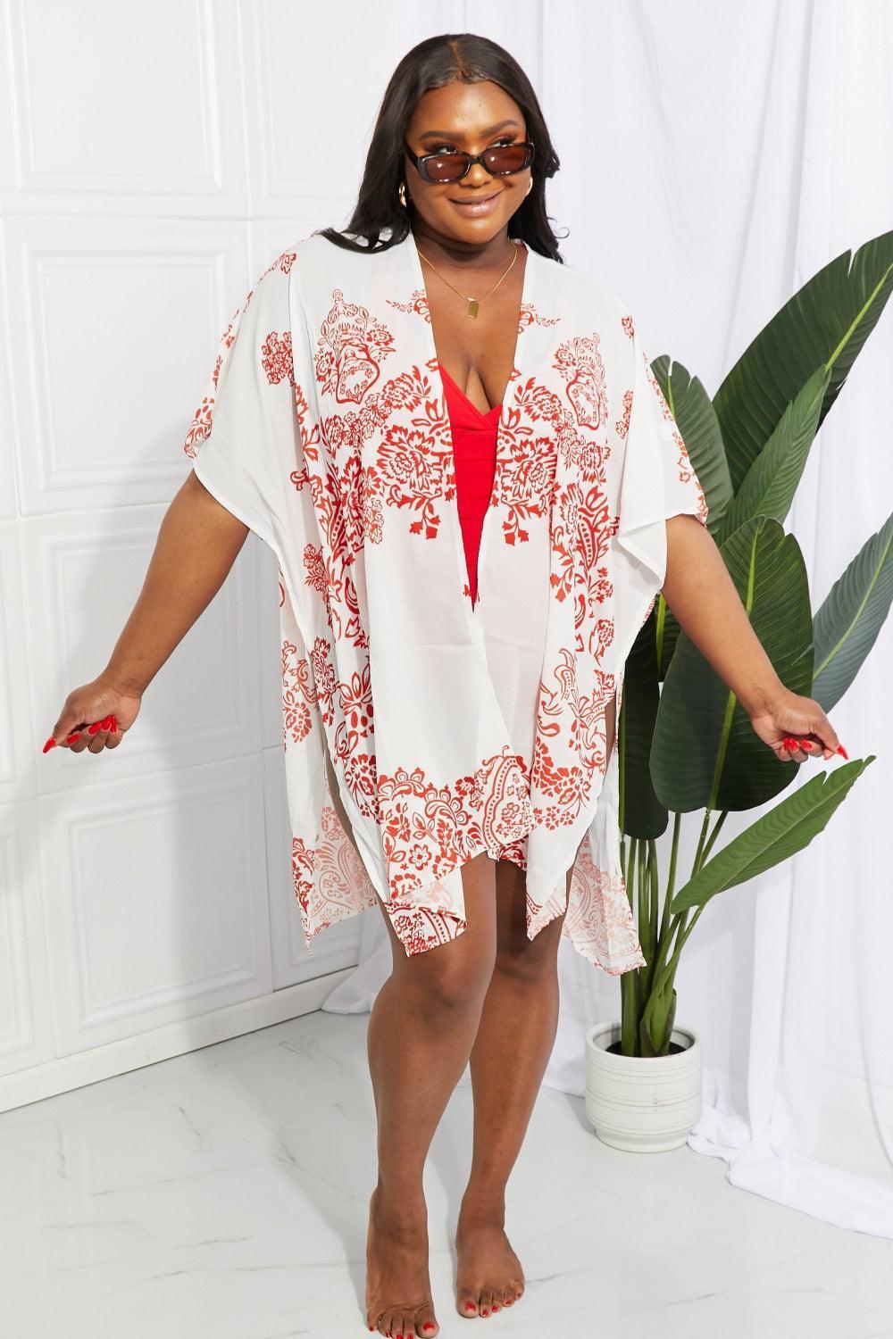 Joyful Moments Open Front Floral Beach Cover-Up - MXSTUDIO.COM