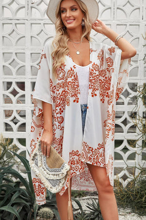 Joyful Moments Open Front Floral Beach Cover-Up - MXSTUDIO.COM