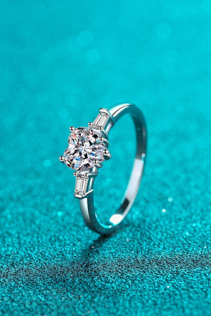 Joyful Sterling Silver 1.2 Carat Moissanite Heart Ring - MXSTUDIO.COM