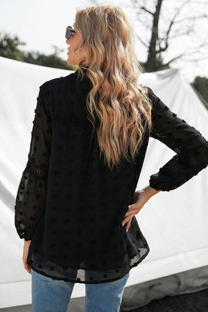 Just Be You Long Sleeve Dotted Swiss Blouse - MXSTUDIO.COM