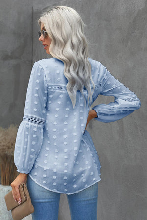 Just Be You Long Sleeve Dotted Swiss Blouse - MXSTUDIO.COM