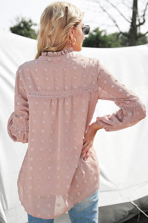 Just Be You Long Sleeve Dotted Swiss Blouse - MXSTUDIO.COM