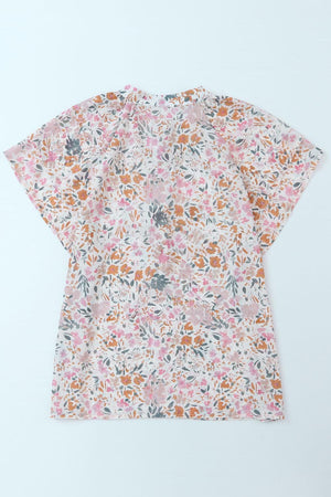 Just Chill Half-Button Short Sleeve Floral Blouse - MXSTUDIO.COM