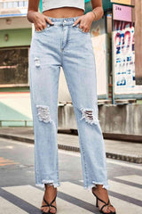 Just Chill High Waist Relaxed Fit Distressed Jeans - MXSTUDIO.COM