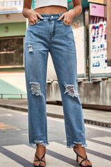 Just Chill High Waist Relaxed Fit Distressed Jeans - MXSTUDIO.COM