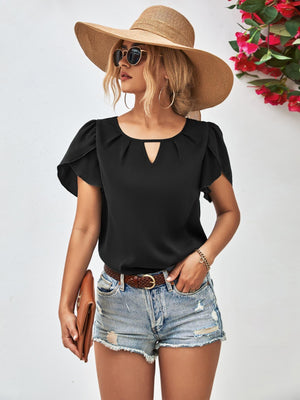 Just Perfect Cutout Petal Sleeve Top - MXSTUDIO.COM