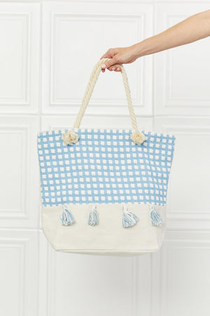 Justin Taylor Fashionable Tassel Accent Plaid Tote Bag - MXSTUDIO.COM