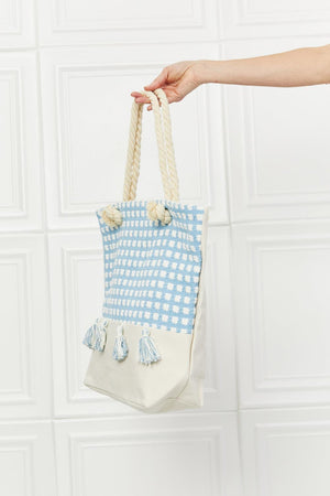 Justin Taylor Fashionable Tassel Accent Plaid Tote Bag - MXSTUDIO.COM