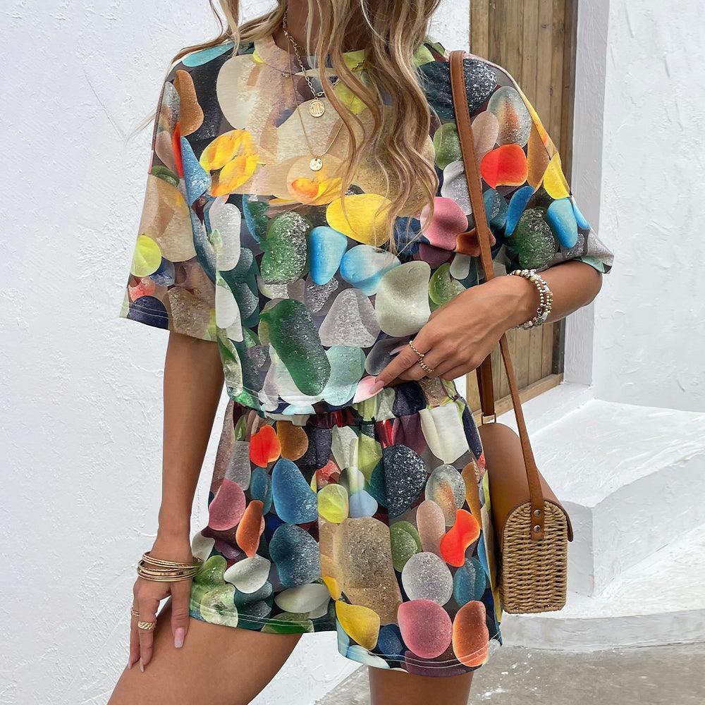 Kaleidoscopic Printed Shorts Set - MXSTUDIO.COM