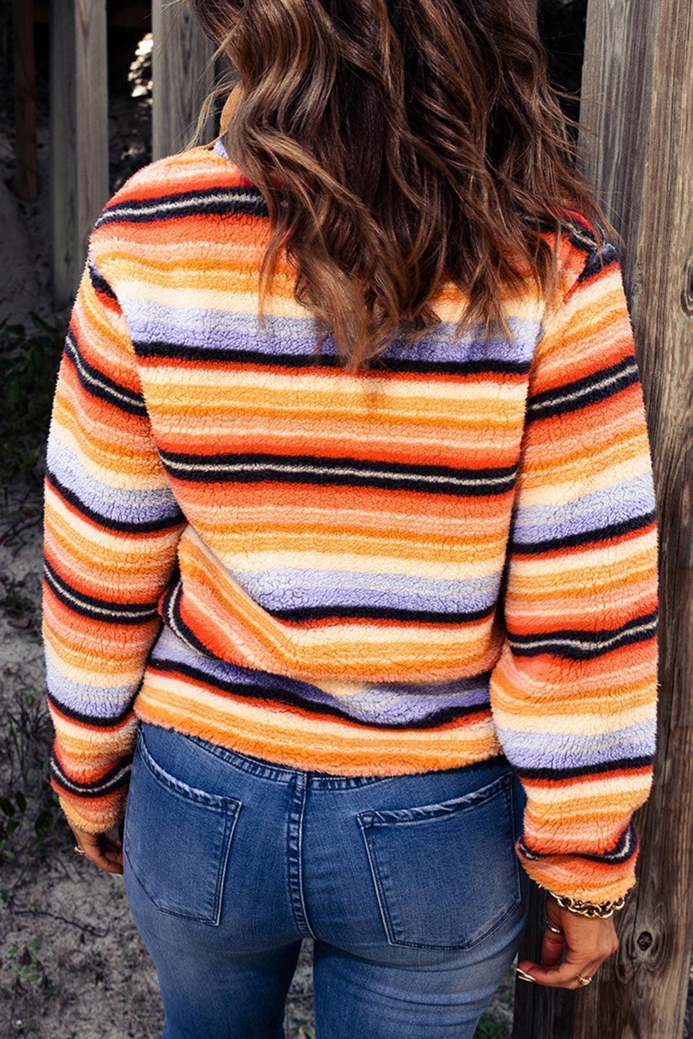 Kaleidoscopic Stripe Fleece Sweatshirt - MXSTUDIO.COM