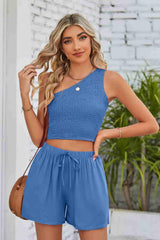 Kawaii Smocked Sleeveless Top and Shorts Set - MXSTUDIO.COM