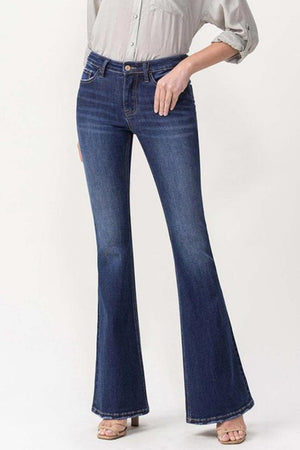 Keep Calm Midrise Flare Leg Whiskered Jeans - MXSTUDIO.COM