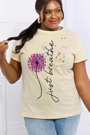 Keep Calm Plus Size Graphic Just Breathe T Shirt - MXSTUDIO.COM