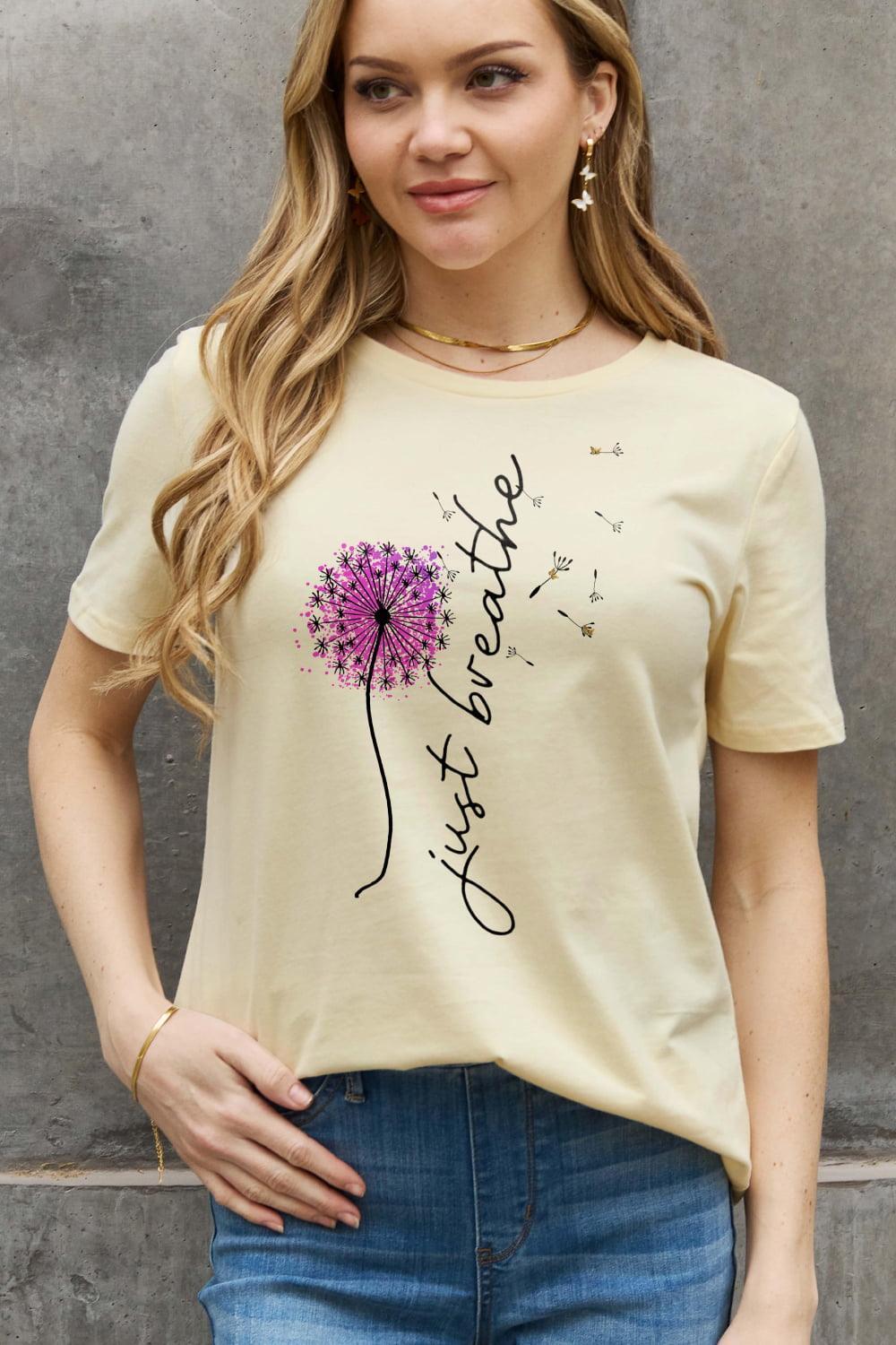 Keep Calm Plus Size Graphic Just Breathe T Shirt - MXSTUDIO.COM