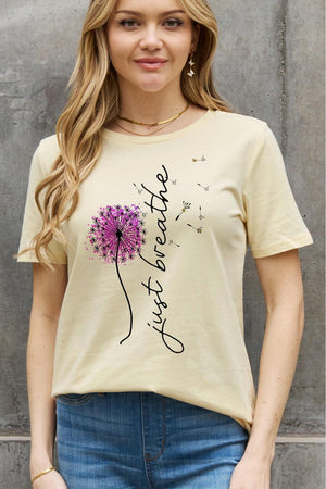 Keep Calm Plus Size Graphic Just Breathe T Shirt - MXSTUDIO.COM