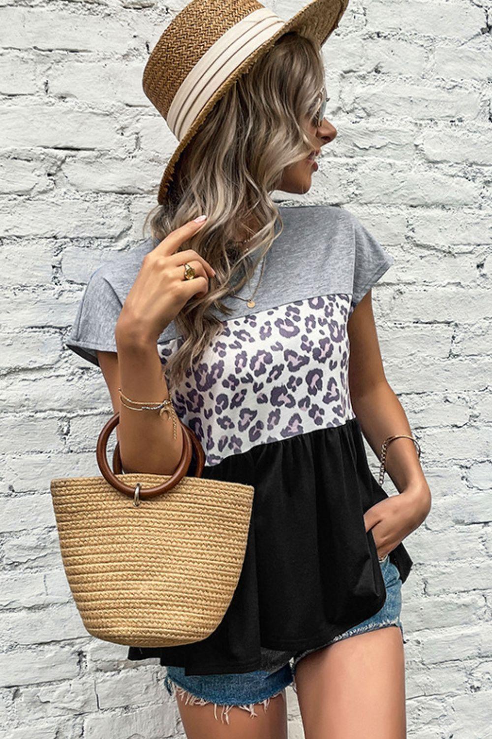 Keep Cool Leopard Babydoll Blouse - MXSTUDIO.COM