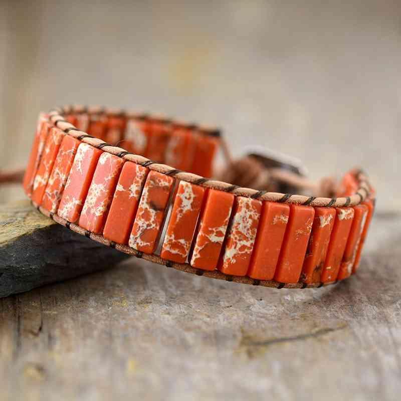 Keep In Touch Orange Natural Stone Bracelet-MXSTUDIO.COM