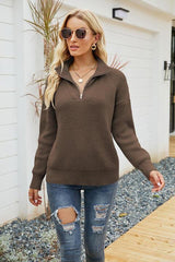 Keep Insulated Collared Quarter Zip Sweater - MXSTUDIO.COM