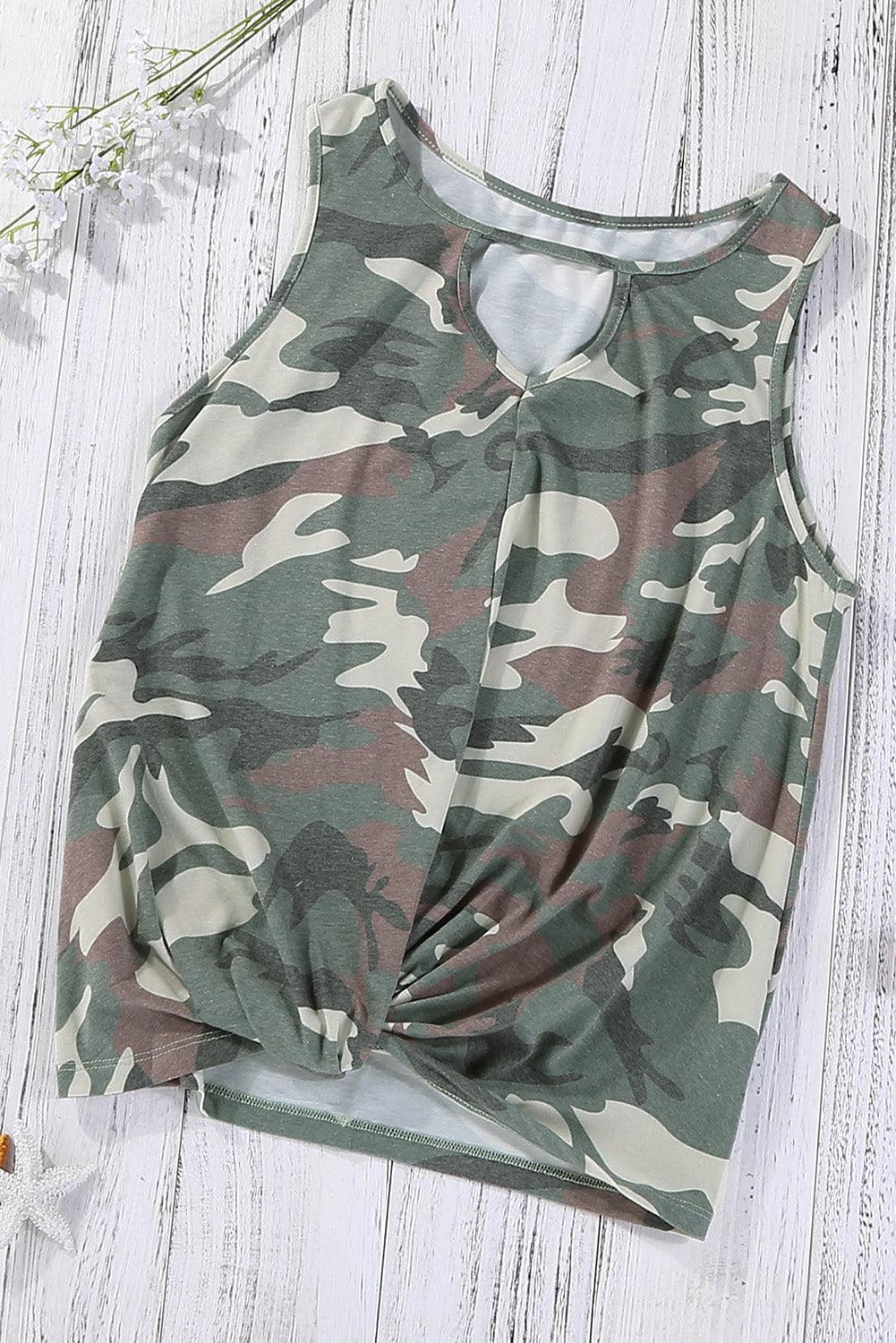 Keep It Cool Cutout Camouflage Tank Top - MXSTUDIO.COM