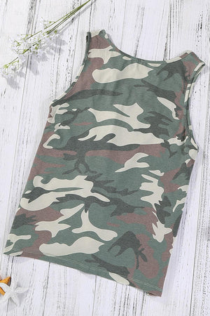 Keep It Cool Cutout Camouflage Tank Top - MXSTUDIO.COM