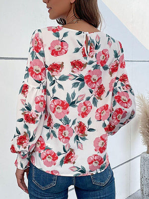 Keep It Real Crewneck Floral Long Sleeve Blouse - MXSTUDIO.COM