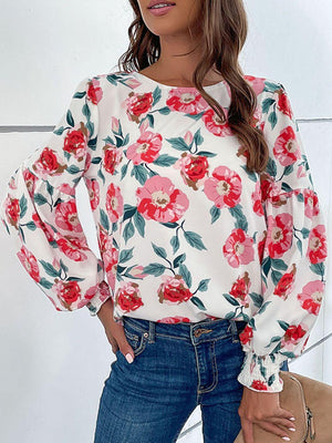 Keep It Real Crewneck Floral Long Sleeve Blouse - MXSTUDIO.COM