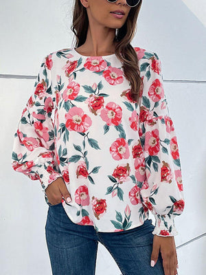 Keep It Real Crewneck Floral Long Sleeve Blouse - MXSTUDIO.COM