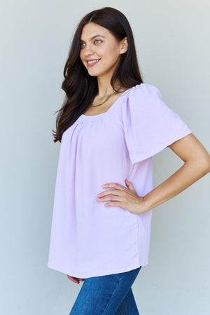 Keep It Simple Flutter Sleeve Lavender Blouse - MXSTUDIO.COM