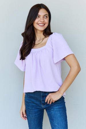 Keep It Simple Flutter Sleeve Lavender Blouse - MXSTUDIO.COM