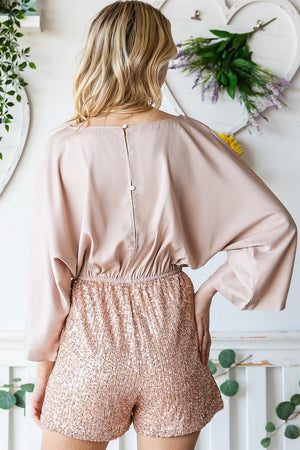 Keep It Simple Sequin Dolman Sleeve Romper - MXSTUDIO.COM