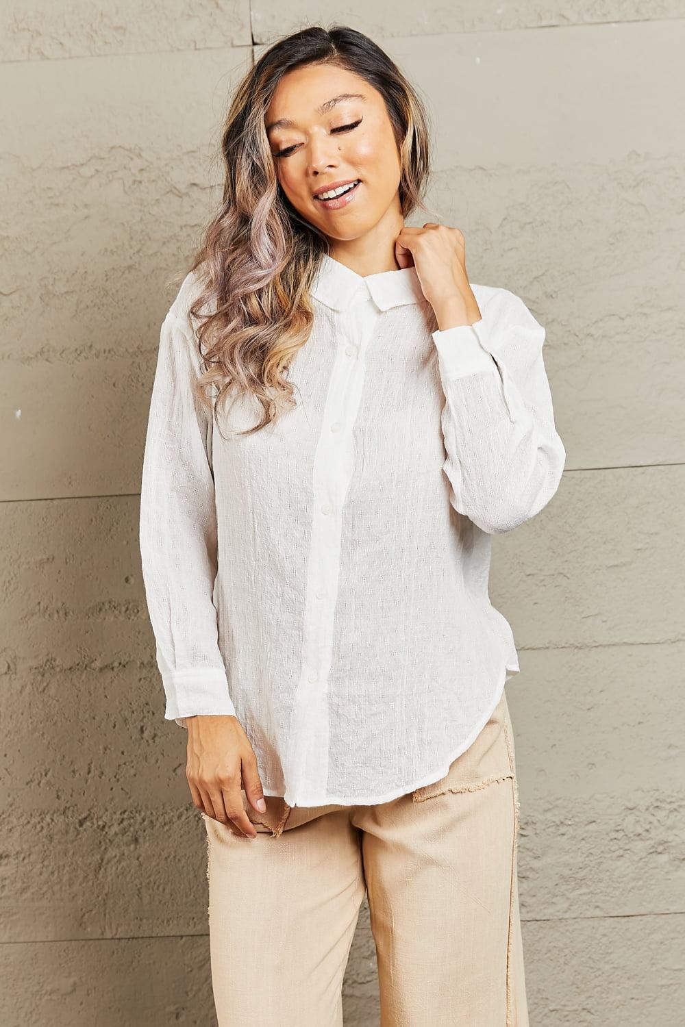 Keep It Simple White Button Down Shirt - MXSTUDIO.COM