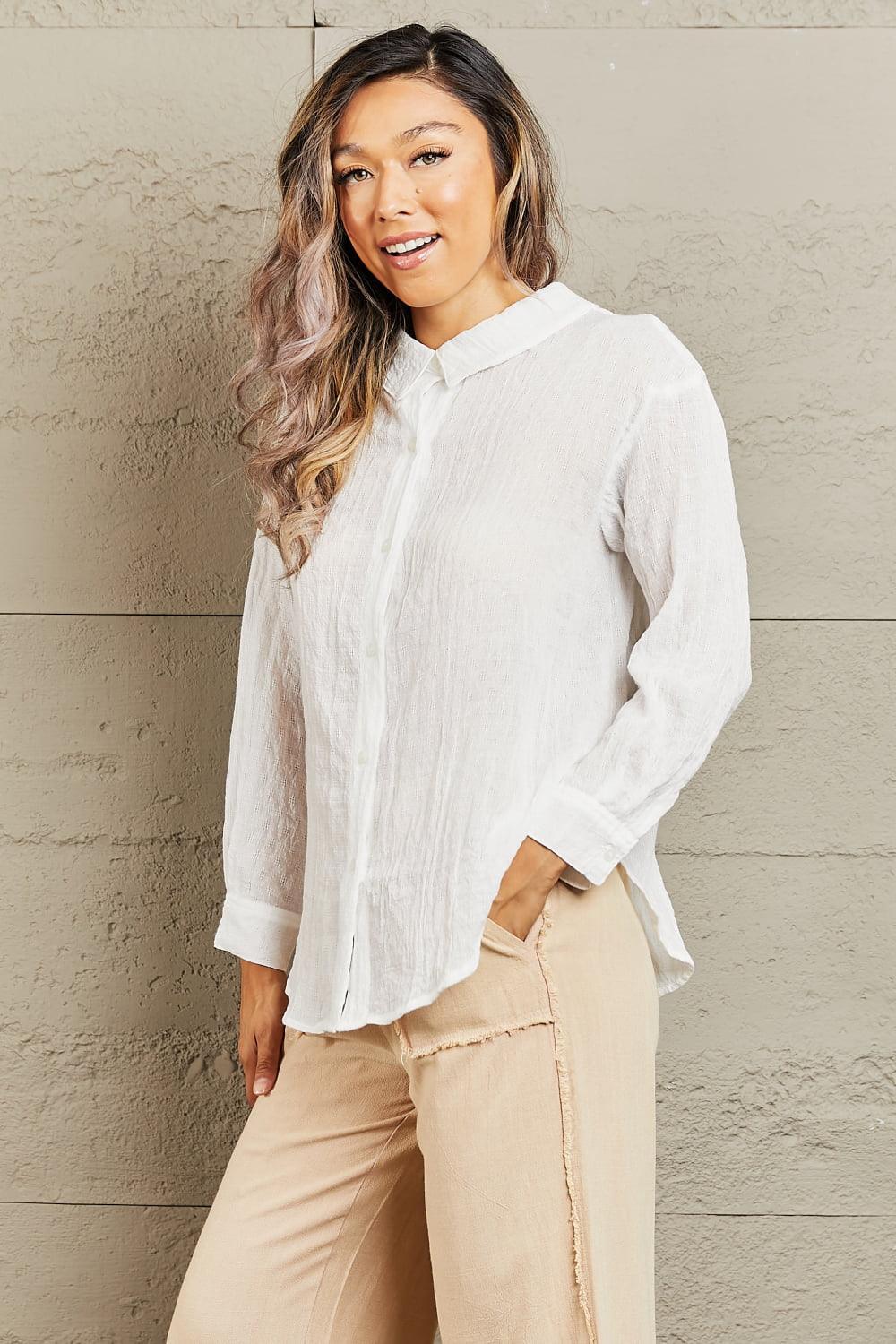 Keep It Simple White Button Down Shirt - MXSTUDIO.COM