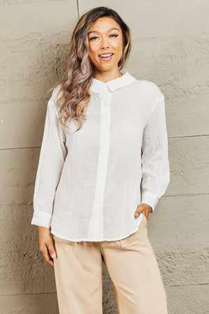 Keep It Simple White Button Down Shirt - MXSTUDIO.COM