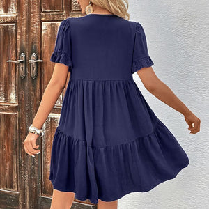 Keep Moving Short Sleeve Navy Blue Mini Dress - MXSTUDIO.COM