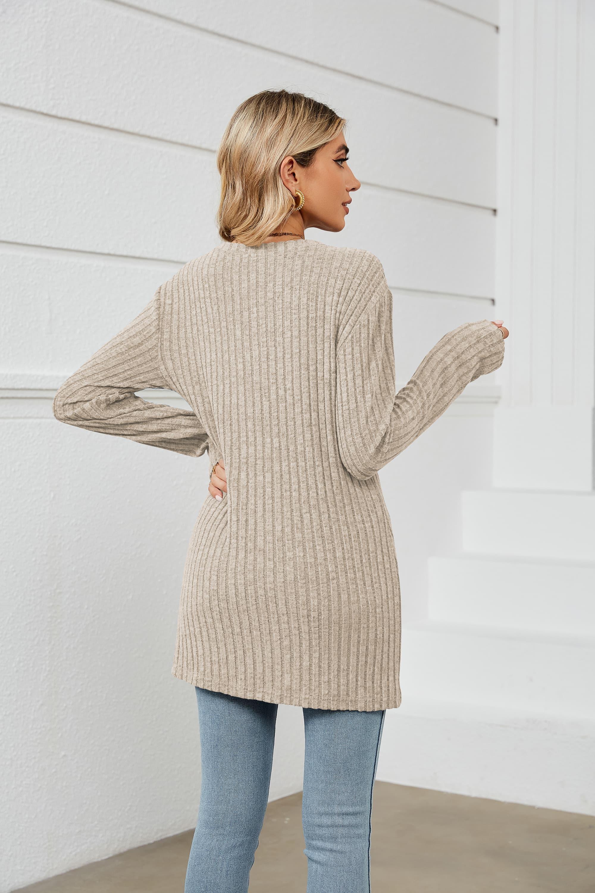 Keep Protected Ribbed Long Sleeve Tunic Top - MXSTUDIO.COM