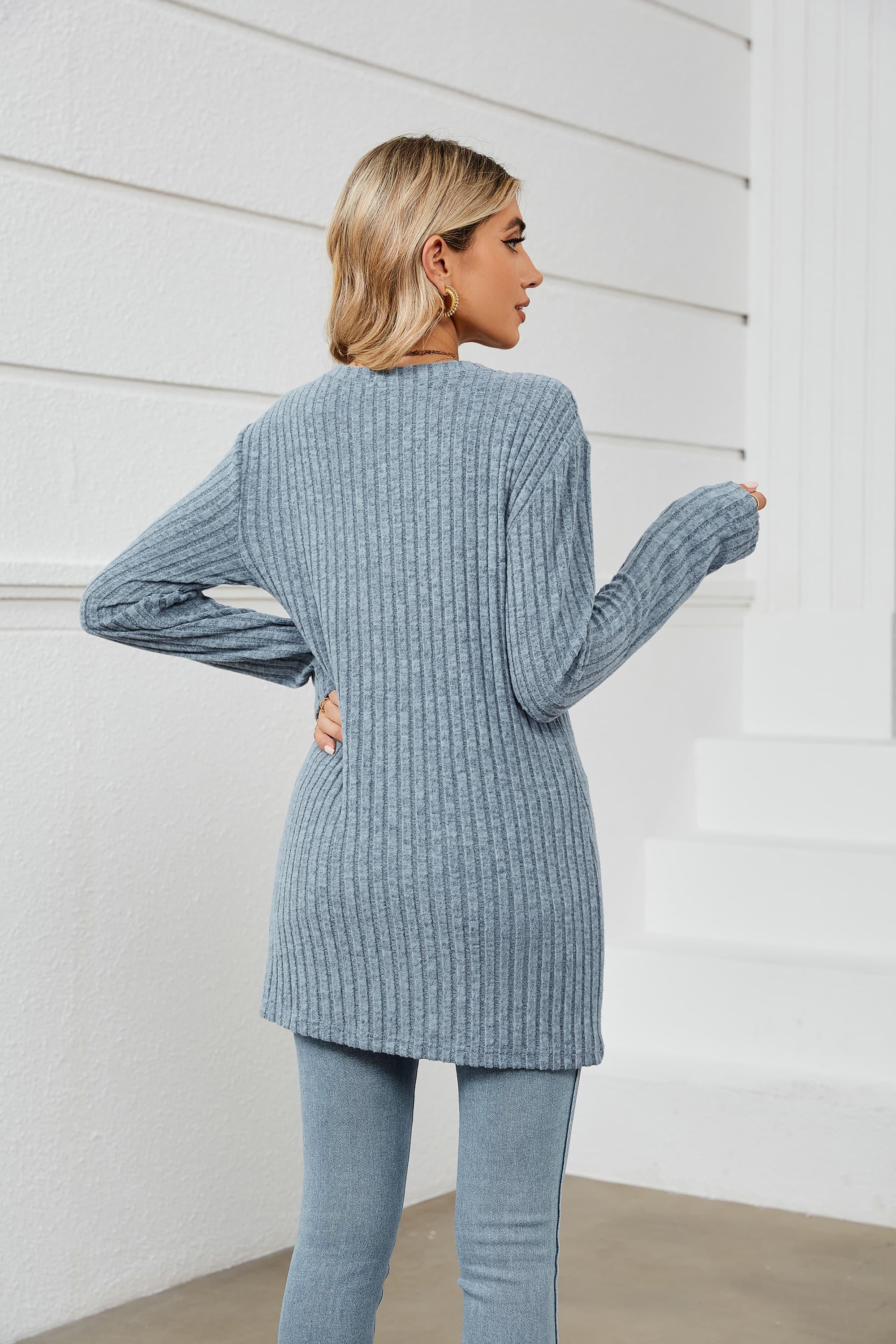 Keep Protected Ribbed Long Sleeve Tunic Top - MXSTUDIO.COM