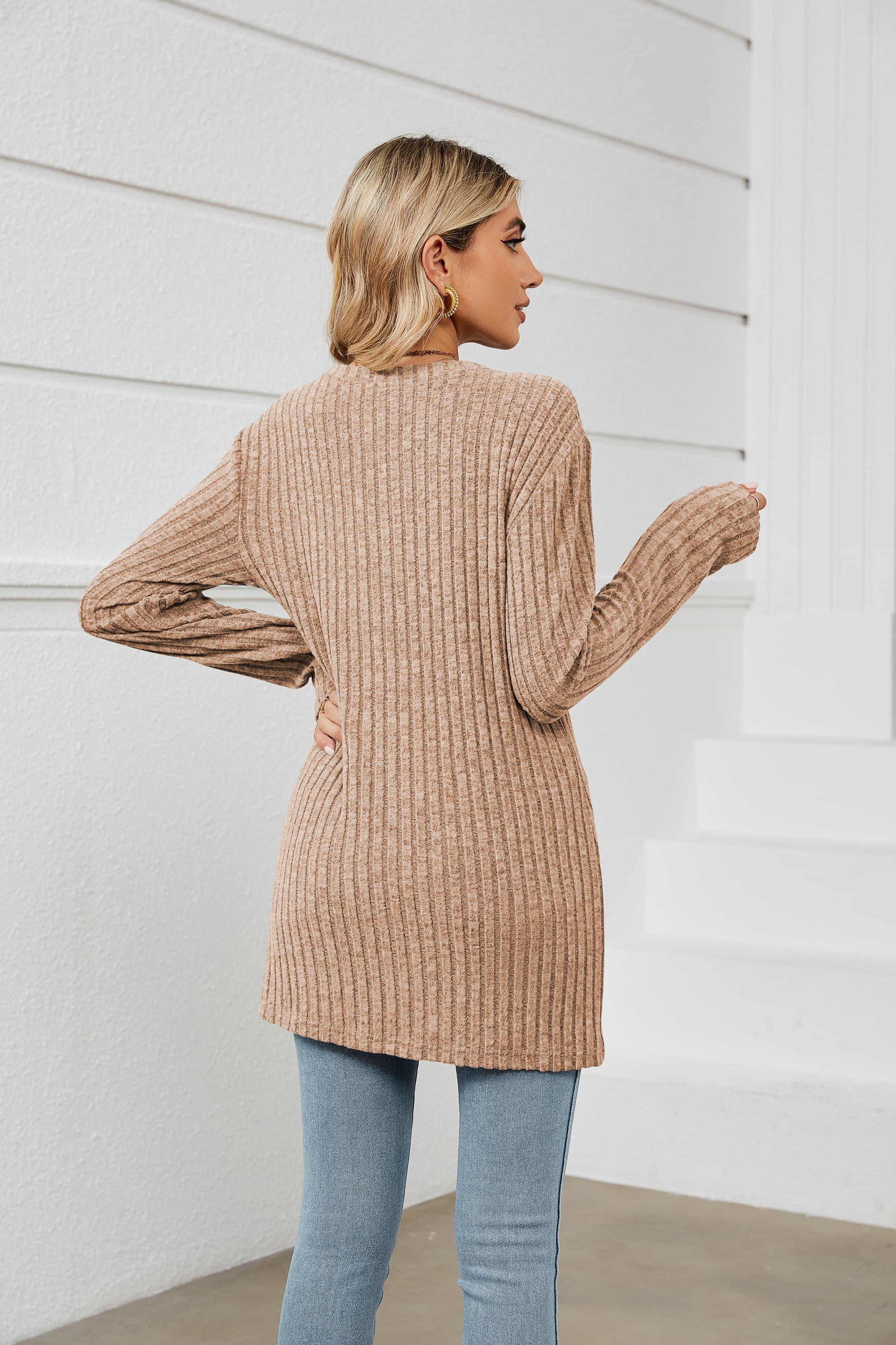 Keep Protected Ribbed Long Sleeve Tunic Top - MXSTUDIO.COM