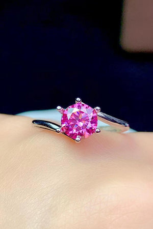 Keep Shining Round Cut 1 Carat Pink Moissanite Ring - MXSTUDIO.COM