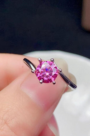 Keep Shining Round Cut 1 Carat Pink Moissanite Ring - MXSTUDIO.COM