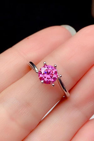 Keep Shining Round Cut 1 Carat Pink Moissanite Ring - MXSTUDIO.COM